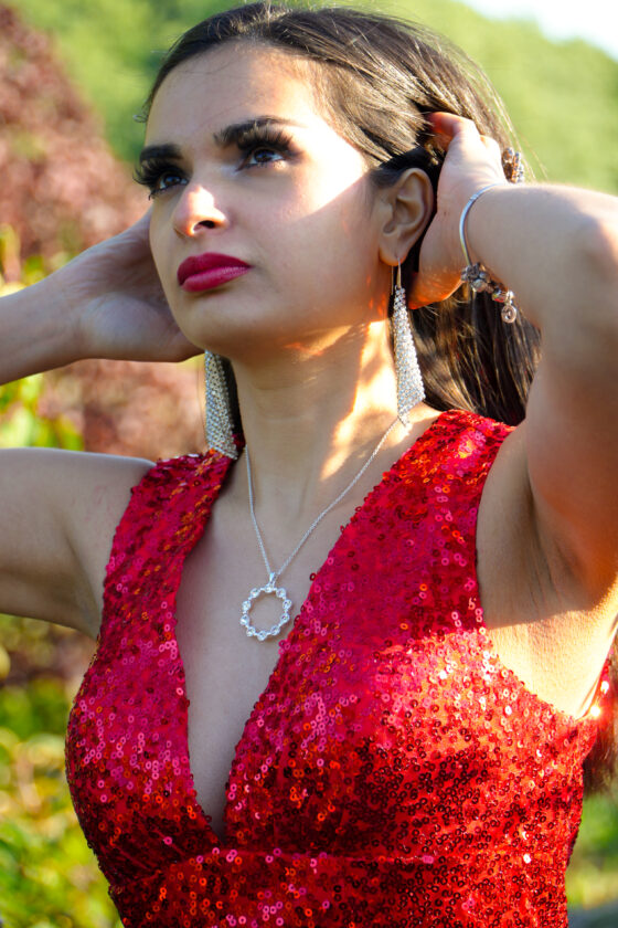 gabriella portrait red dress